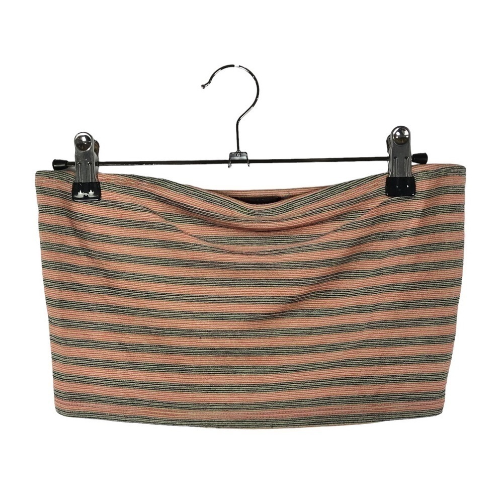 Forever 21 Gray & Pink Stripe Tube Tank Top S